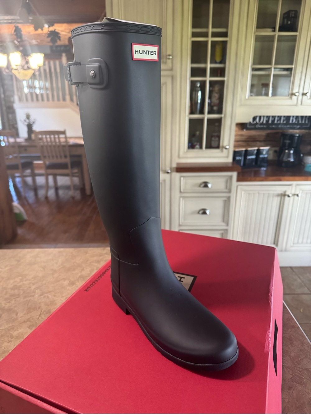 Hunter refined Tall Matte Black Rain Boot Sz 8